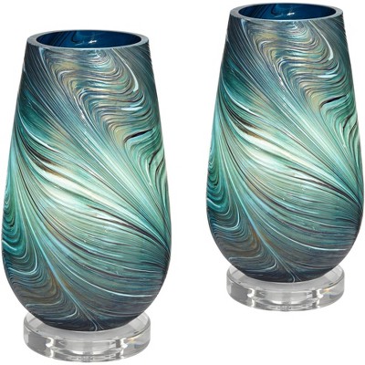 360 Lighting Carmen 12 1/2" High Handcrafted Art Glass Accent Lamps - Set of 2