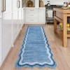 Scalloped Rug with Non Slip Backing, Low Pile Foldable Bordered Mats for Living Room, Bedroom - 4 of 4