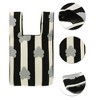 Unique Bargains Reusable Vertical Stripes Flowers Mesh Net Grocery Tote Bags Black Beige Gray 1 Pc - 2 of 4