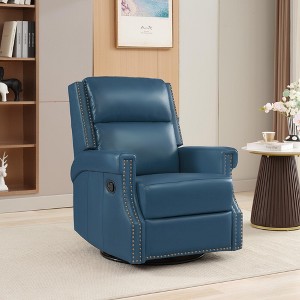 Hyleory 33.03'' Swivel Rocking Recliner Glider Chair, Leather Reclining Rocker Chair with Footrest for Living Room, Bedroom, Ergonomic High Backrest - 1 of 4