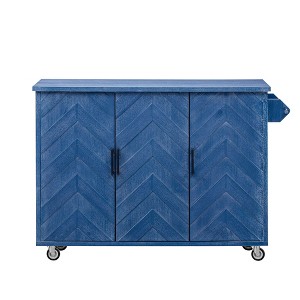 NicBex Rolling Kitchen Island Cart with Cabinet and Drop Leaf,Kitchen Island on Wheels with Towel Rack and Metal Handle,Island Table for Kitchen,Blue - 1 of 4