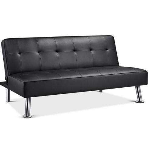 Black faux leather futon sofa deals bed