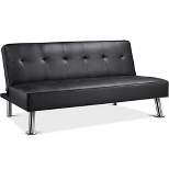 Yaheetech Faux Leather Adjustable Convertible Sofa Bed Couch Futon for Living Room