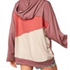 Women's Colorblock Vneck Hoodie - Sugarfox - 2 of 4