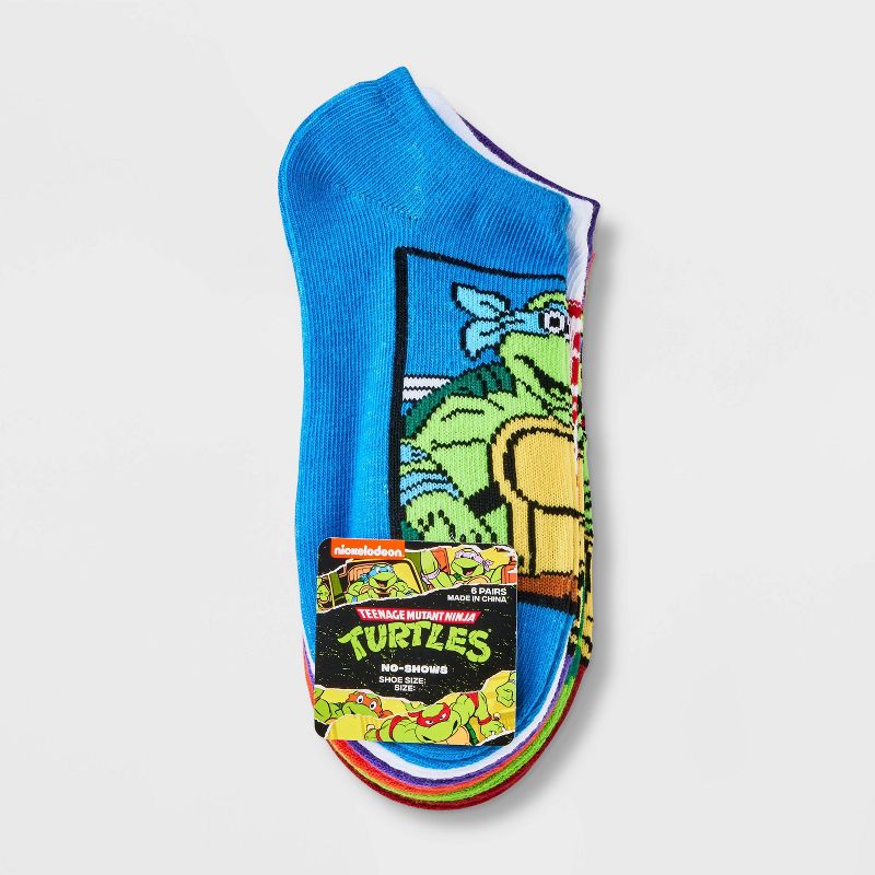 Boys' Teenage Mutant Ninja Turtles 6pk No Show Socks - Blue, 2 of 4