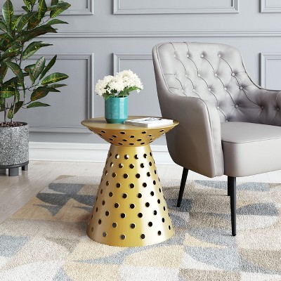 Gold Round Metal Contemporary Side Table