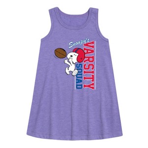 - Peanuts - Snoopy's Varsity Squad Graphic Sleeveless Aline Dress - 1 of 3