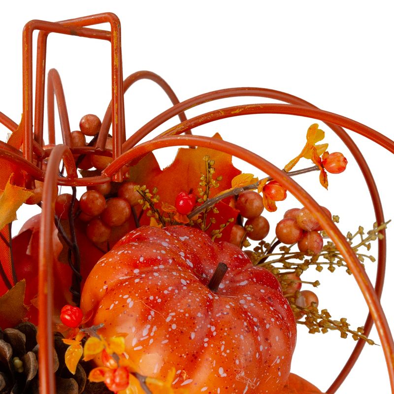 Northlight 12" Autumn Harvest Maple Leaf and Berry Pumpkin Tabletop Centerpiece, 2 of 5