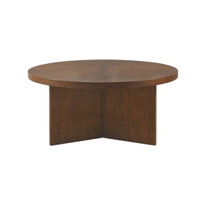 Sadie Round Coffee Table Brown - Martha Stewart: Contemporary Modern Pedestal, Living Room Furniture