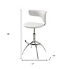 HomeRoots Set of Two White and Silver Metal and Faux Leather Low Back Adjustable Height Bar Chairs - 3 of 4
