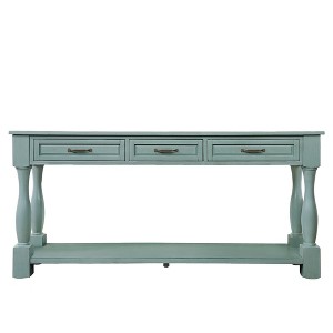 Hostack 63'' Long Console Table with 3 Drawers and 1 Bottom Shelf for Entryway and Hallway, Retro Blue - 1 of 4