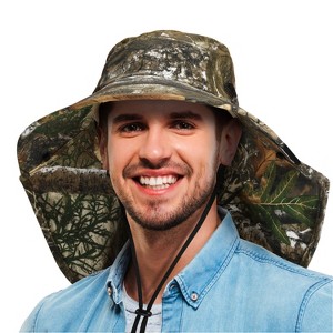 Solaris Men’s Women’s Wide Brim Bucket Hat with Neck Flap, Breathable Lightweight Outdoor Sun Hat for Hiking, Camping, Gardening - 1 of 4