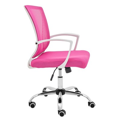 Zuna White and Pink Mesh Mid-Back Swivel Task Chair