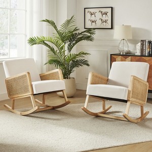 Set of 2 Adena Rocking Accent Chair with Rattan Arms | Karat Home - 1 of 4