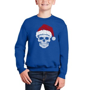 LA Pop Art Santa Skull - Boy's Word Art Crewneck Sweatshirt - 1 of 4