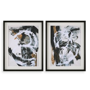 Uttermost Winterland Abstract Wall Art Set of 2 – 38.75"H Modern Prints with Linen Mat & Black Pine Wood Frames - 1 of 4