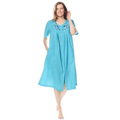 Only Necessities Plus Size Embroidered Bib Seersucker Lounger