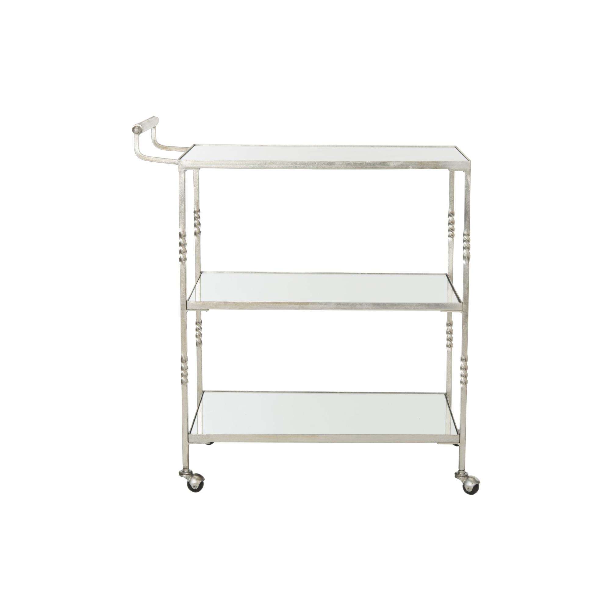 Aurelius Bar Cart - FOX2557A - Silver/Mirror - Safavieh