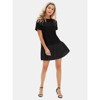 EXLURA Womens Summer Casual Short Sleeve Dress Crewneck Tshirt Dresses Pleated Aline Mini Dress 2025 Vacation Beach Sundress - 3 of 4