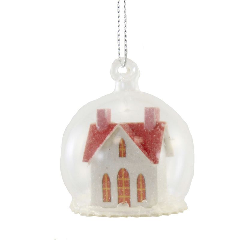 Cody Foster 2.0 Inch Frosty Abobe Globe Set/5 Mini Putz Paper House Tree Ornaments, 2 of 7