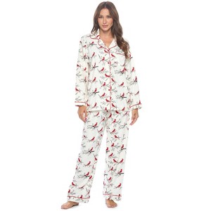 Casual Nights Women's Flannel Long Sleeve Button Down Pajama Set - 1 of 4