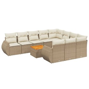 vidaXL Garden Sofa Set Beige, Cream - 1 of 4