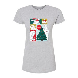 Women's - Coca-Cola - Christmas Tree Polar Bears Fitted Graphic T-Shirt - 1 of 3