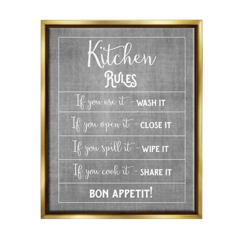 Stupell Industries Kitchen Rules Bon Appetit Sign Framed Floater Canvas Wall Art, 1 of 7