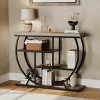 39" Farmhouse Console Table with 3 Shelves, Slim Sofa Table with Geometric Metal Legs for Entryway, Hallway or Behind Couch - 2 of 4