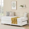 Twin Daybed with Pullout Trundle, Metal Twin Size Daybed Frame with 6 Casters, Steel Slat Support Guest Sofa Bed for Living Room, Bedroom - 4 of 4