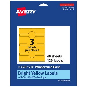 Avery Printable Wraparound Labels, Bright Yellow, 2-3/8" x 8", 120ct - 1 of 4