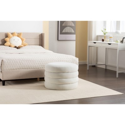 Grungis 24.41 Inch Velvet Round Storage Benches,Modern Upholstered Storage Ottoman,Storage Ottoman Benches for Living Room,Bedroom