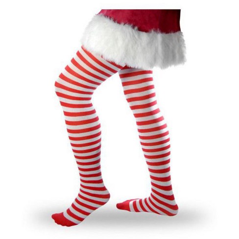 Forum Novelties Women's Striped Tights - Red and White - One Size Fits Most