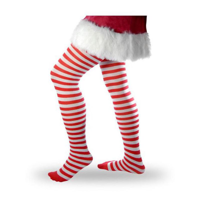 Forum Novelties Women's Striped Tights - Red and White, 1 of 2