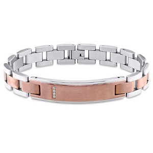 EVERLY JEWELRY | Stainless Steel Link Bracelet with Cubic Zirconia, 8.5 inch - 1 of 3