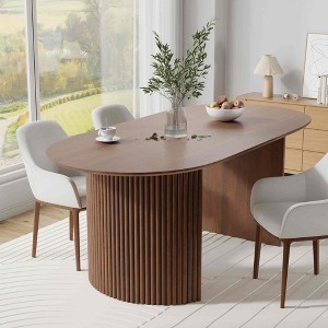 Lirago 67" Nordic Style Oval Dining Table - for 6 People 67*33.5 Walnut - 1 of 4