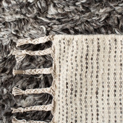 Hand-Tufted Luxe Moroccan Shag Wool Area Rug, Gray, 8' x 10'