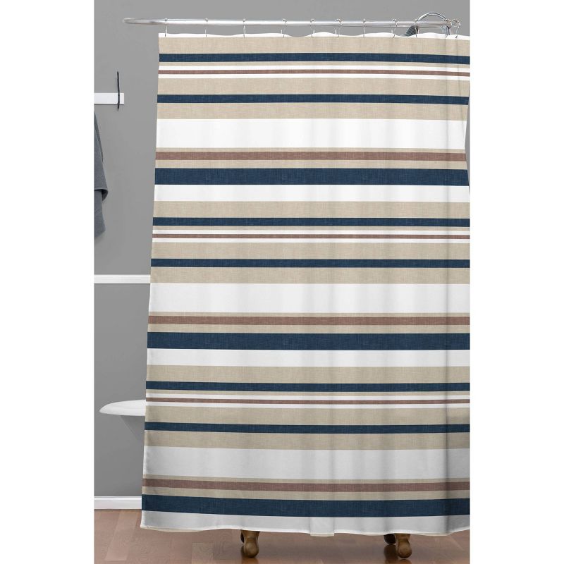 Little Arrow Design Co Multi Striped Shower Curtain Blue/Brown - Deny Designs, 3 of 8