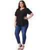 Agnes Orinda Women's Plus Size Summer Eyelet V Neck Short Sleeve Blouse - 3 of 4