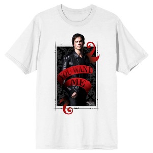 Vampire Diaries TV Series Damon Salvatore You Want Me Men's White T-Shirt - 1 of 1