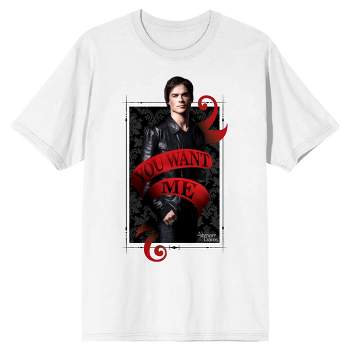 Vampire Diaries TV Series Damon Salvatore You Want Me Men's White T-Shirt