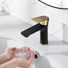 Sumerain Bathroom Sink Faucet Black and Gold Lavatory Faucet 304 Stainless Steel Single Hole - 3 of 4