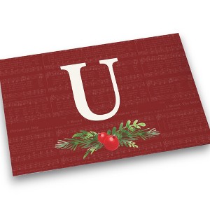 Personalization Mall Nostalgic Noel Burgundy Doormat, 18 x 27 - 1 of 1