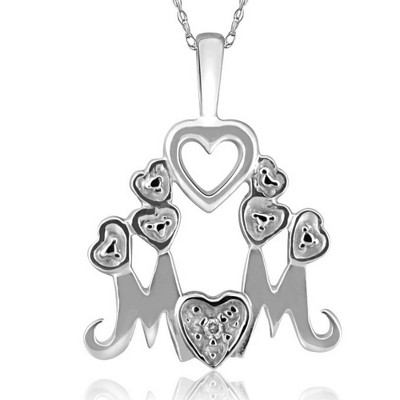 Pompeii3 Diamond Mom Pendant Necklace in White, Yellow, or Rose Gold
