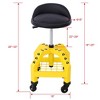 Rolling Shop Stool for Garage with Casters, Adjustable Height 360° Swivel Shop Seat with Tool Tray Storage, Lower Shelf Ergonomic Padding - 3 of 4