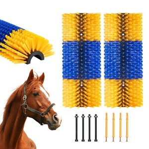 VEVOR Livestock Scratching Brush, 2 Pcs Horse Brush with 4 Screws, 20 x 7.5 in Cow Scratcher, for Back Itch Relief & Keep Cleaning, Blue&Yellow - 1 of 4