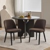 Modern Dining Chair Set of 4, Linen Upholstered Kitchen Chair with Curved Back, Sold Wood Legs - 3 of 4