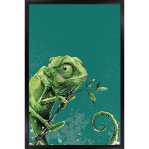 Trends International Snowtap - Chameleon Photobomb Framed Wall Poster Prints - 1 of 4