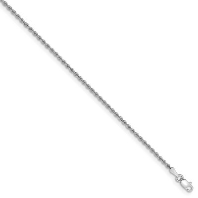 Black Bow Jewelry 2mm, 14k White Gold, Handmade Solid Rope Chain Bracelet, 8 Inch