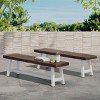 Set of 2 Industrial 63" Outdoor Dining Benches with Weather-Resistant Acacia Wood Seats for Patio Use -3irtyhousy - 2 of 4
